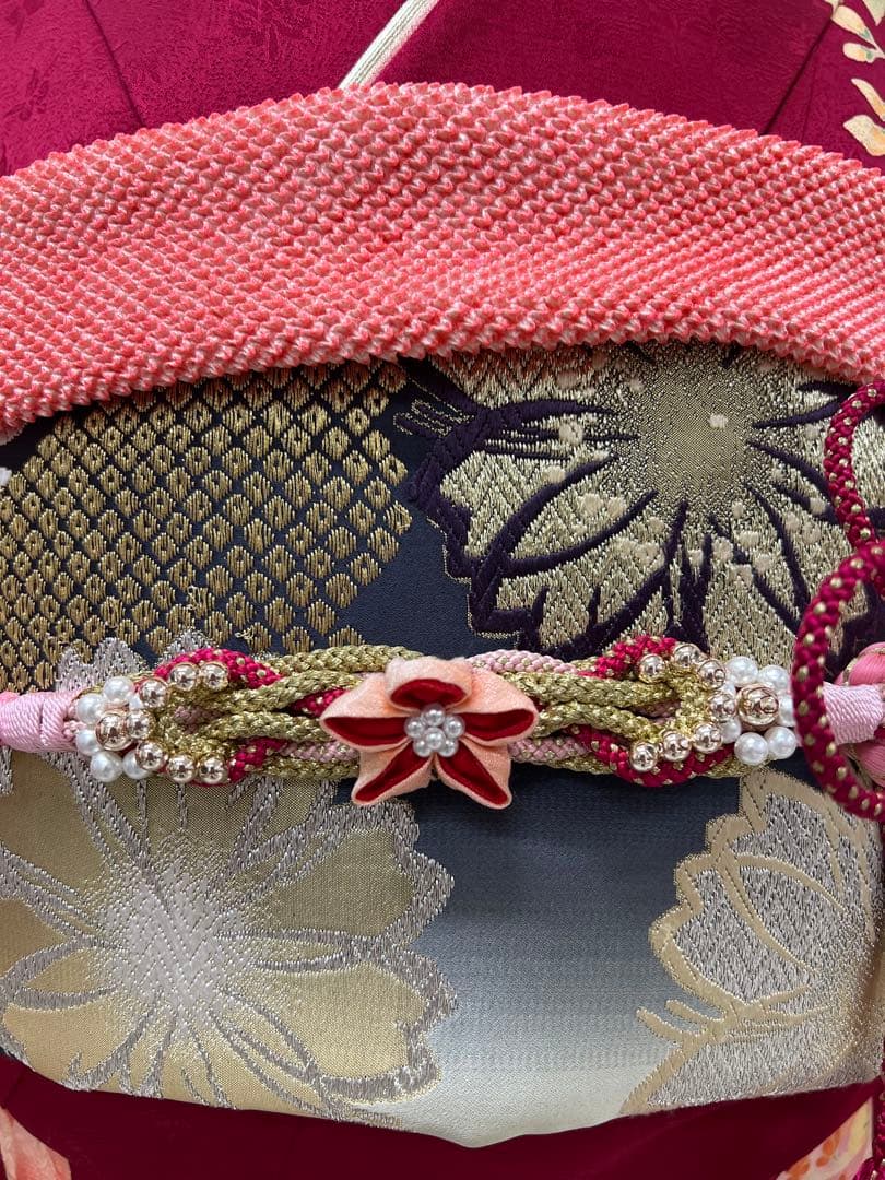 振り袖　フルセット　長襦袢付　金彩加工　刺繍　結婚式　長尺袋帯　成人式　716