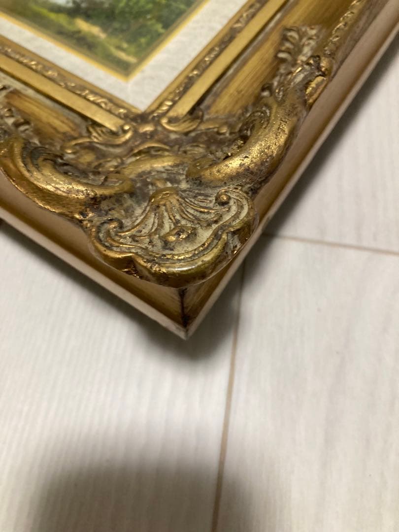 ゴールド額縁　風景画　油絵　山　自然