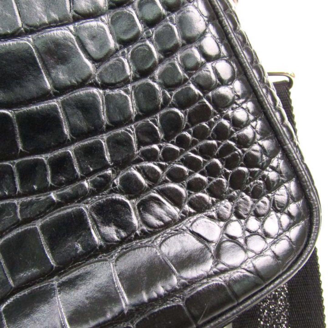 美品✨ サロンドアルファード クロコダイル型押し レザーショルダーバッグ 黒