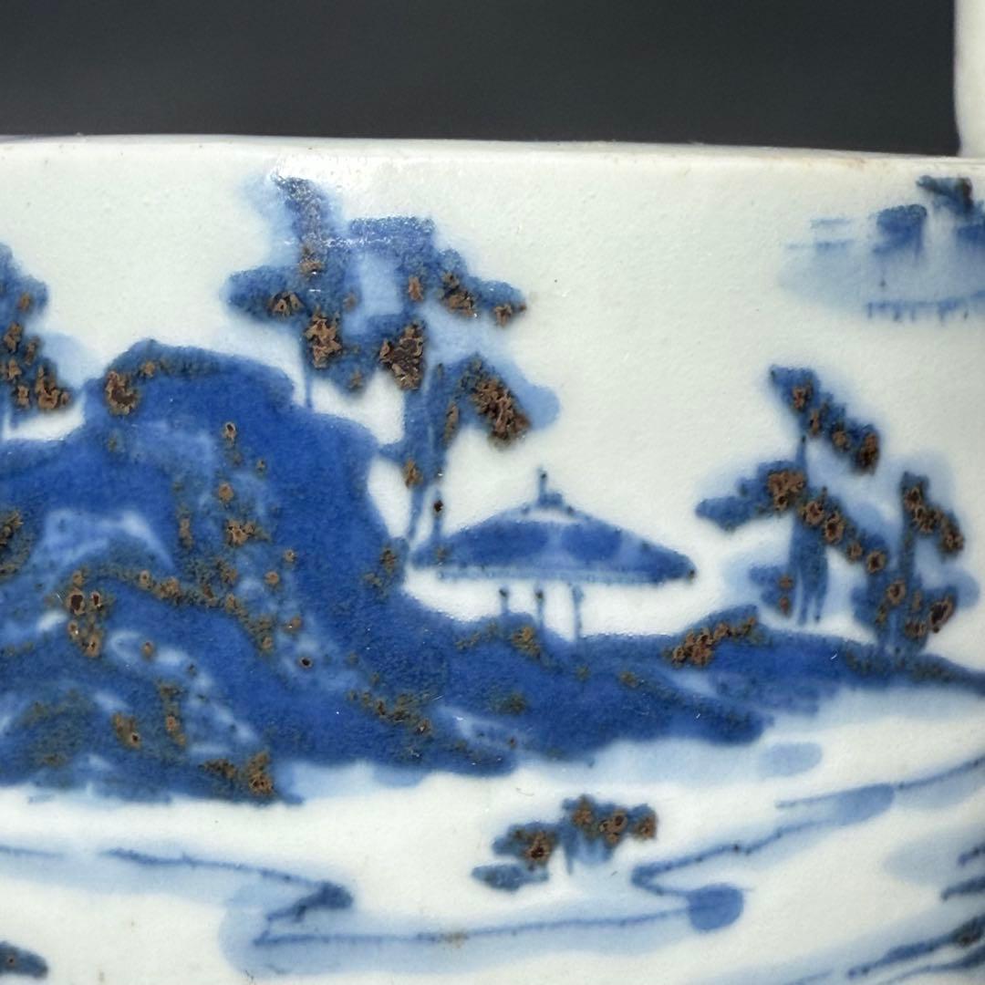 古伊万里　古平戸　染付山水図銚子　江戸時代　古美術　オブジェ　雰囲気◎