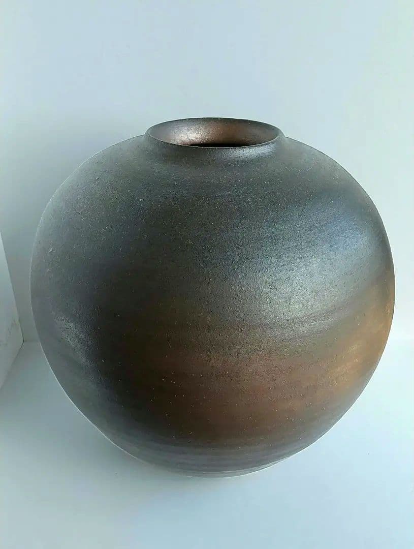 小西陶古　備前焼　花器　大壷　桟切