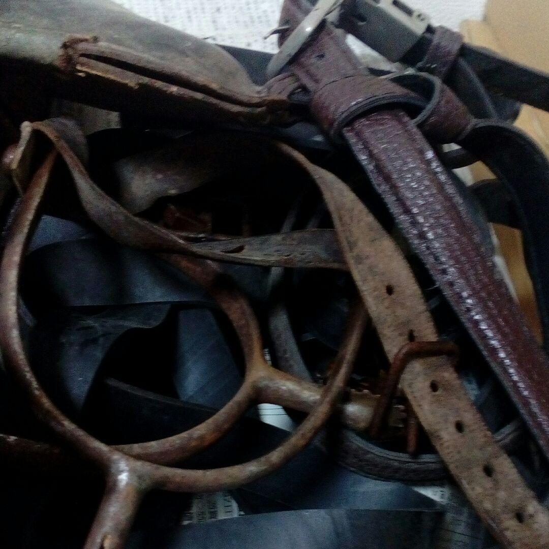 旧日本陸軍将校軍馬用鞍戦前後時代レザーアンティーク６３センチ馬具当時物