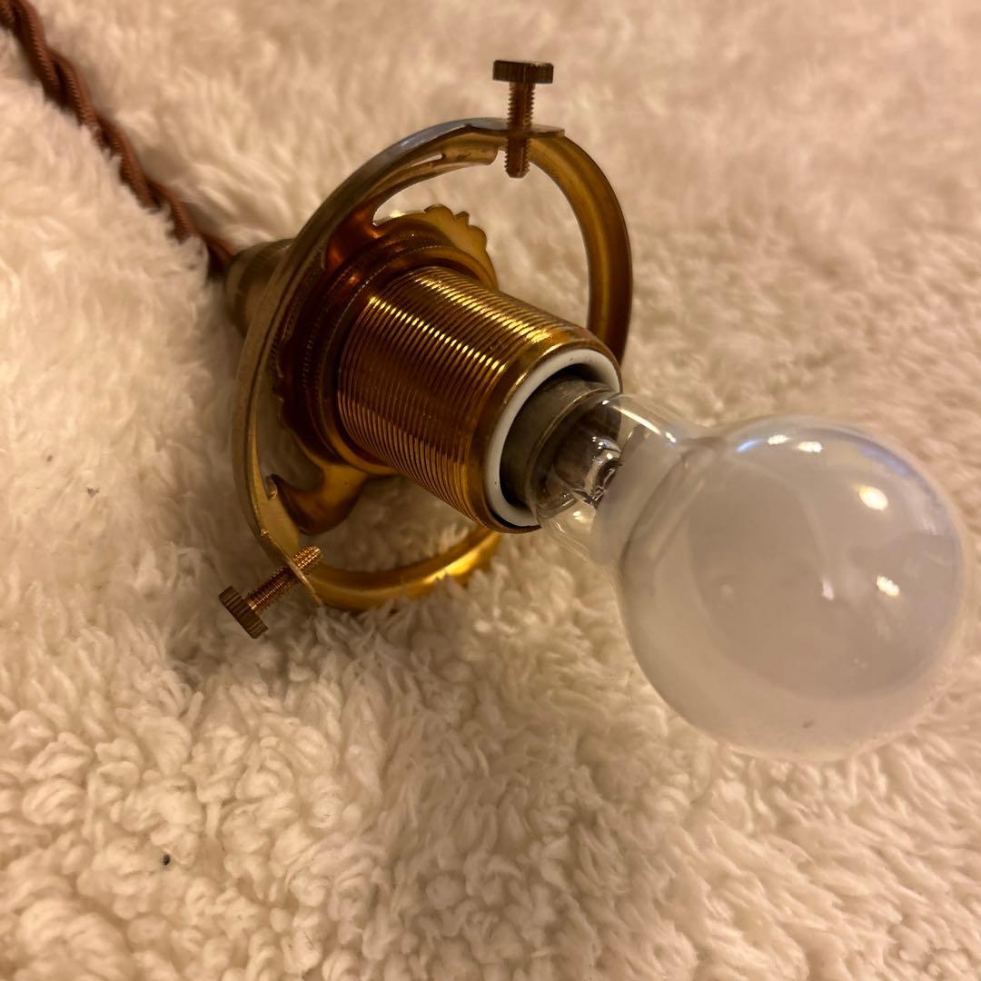 安土草多　青いガラスのペンダントライト　コードと電球付き