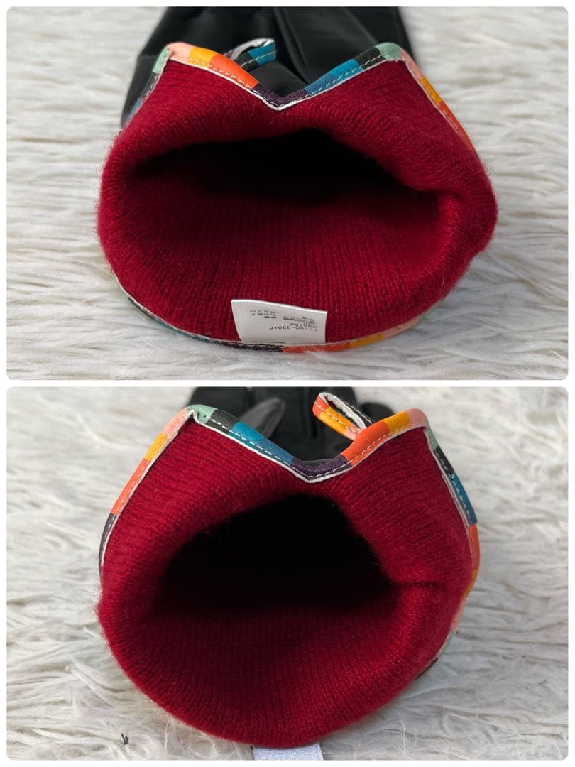 【新品未使用】ポールスミス　アーティストストライプ パイピング レザーグローブ