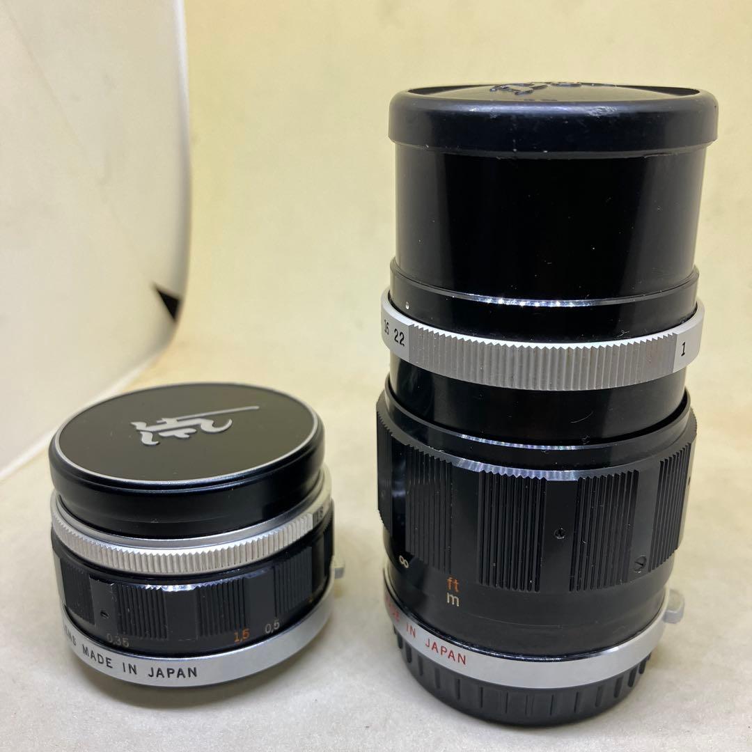 OLYMPUS-PEN F(露出計付)と38mm、100mmの2本セットです。