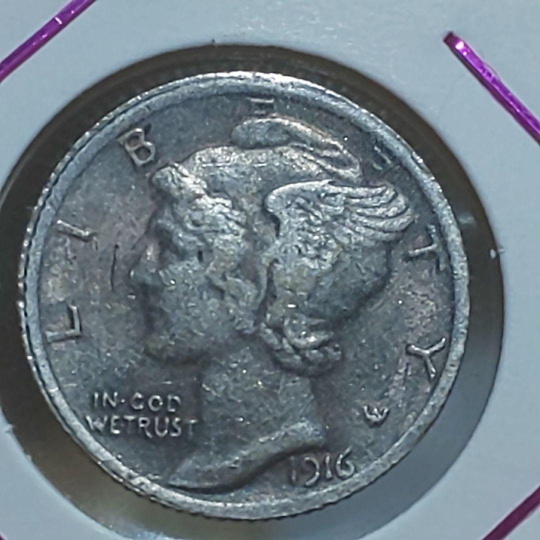 「1916年-D」 マーキュリー銀貨【激レア】【美品】