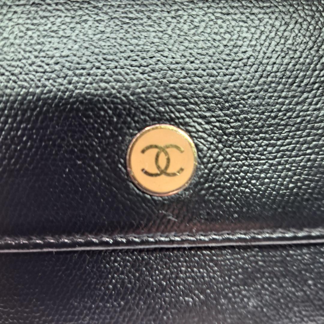 レア　CHANEL　ココボタン　コンパクト　ブラック　 二つ折り財布　財布