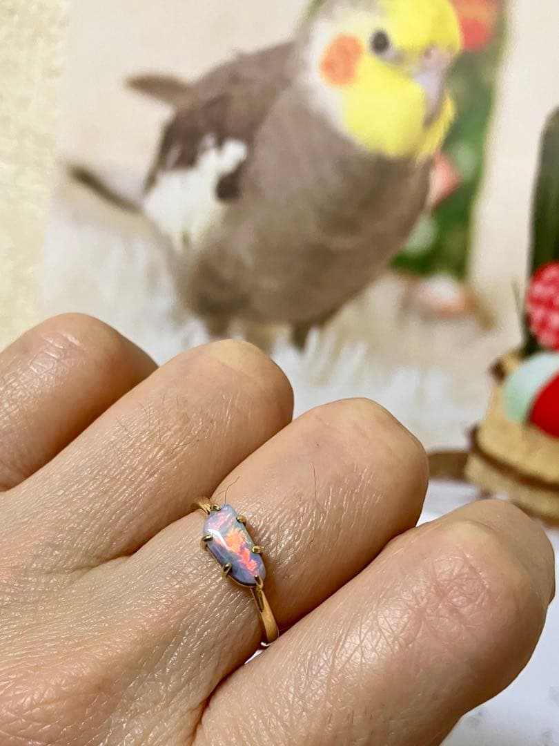 ルシェル＊K18＊美しいボルダーオパールリングです