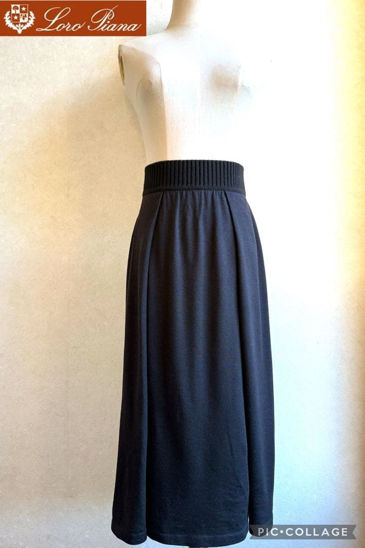 ロロピアーナ定価３８万雑誌＆公式掲載カシミアシルクボックスプリーツフレアスカート