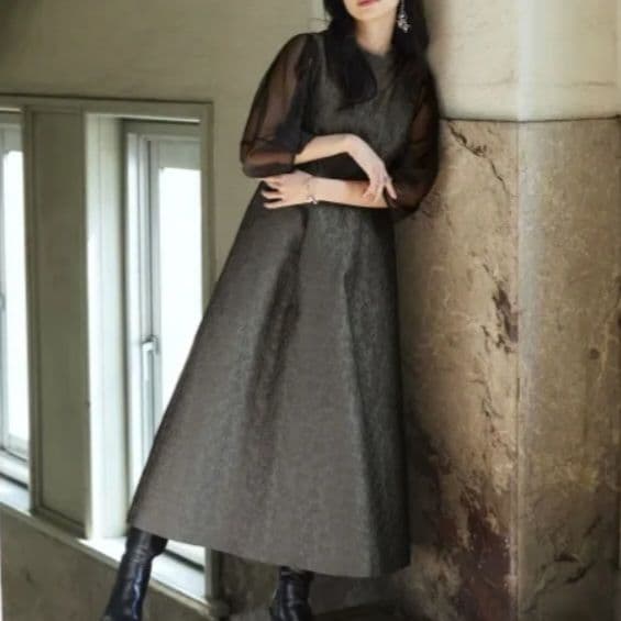 ルイルエブティック フレア ジャガードドレス ワンピース 結婚式 お呼ばれ