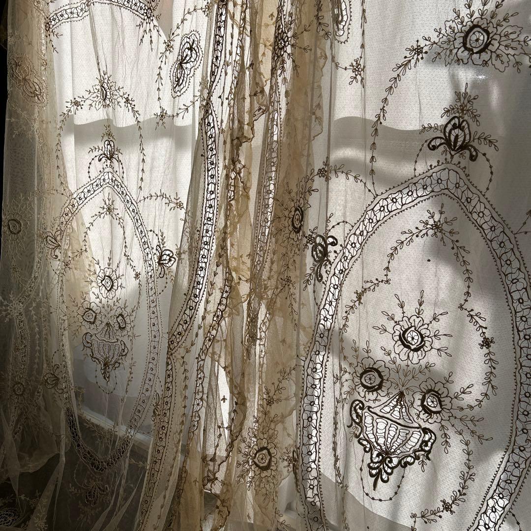 アンティークフランス　レースベットカバーセット