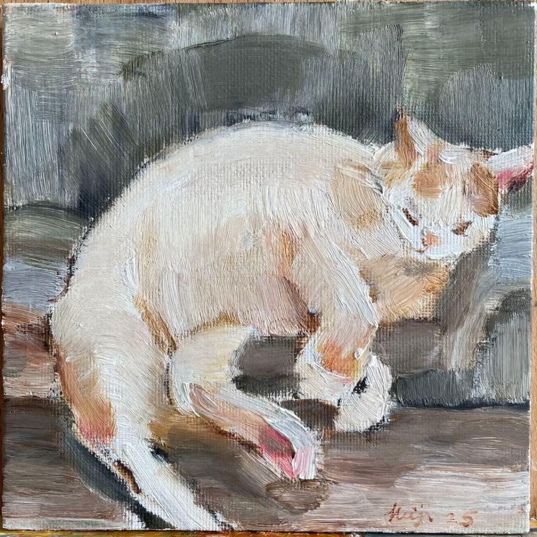 【絵画】横たわる猫