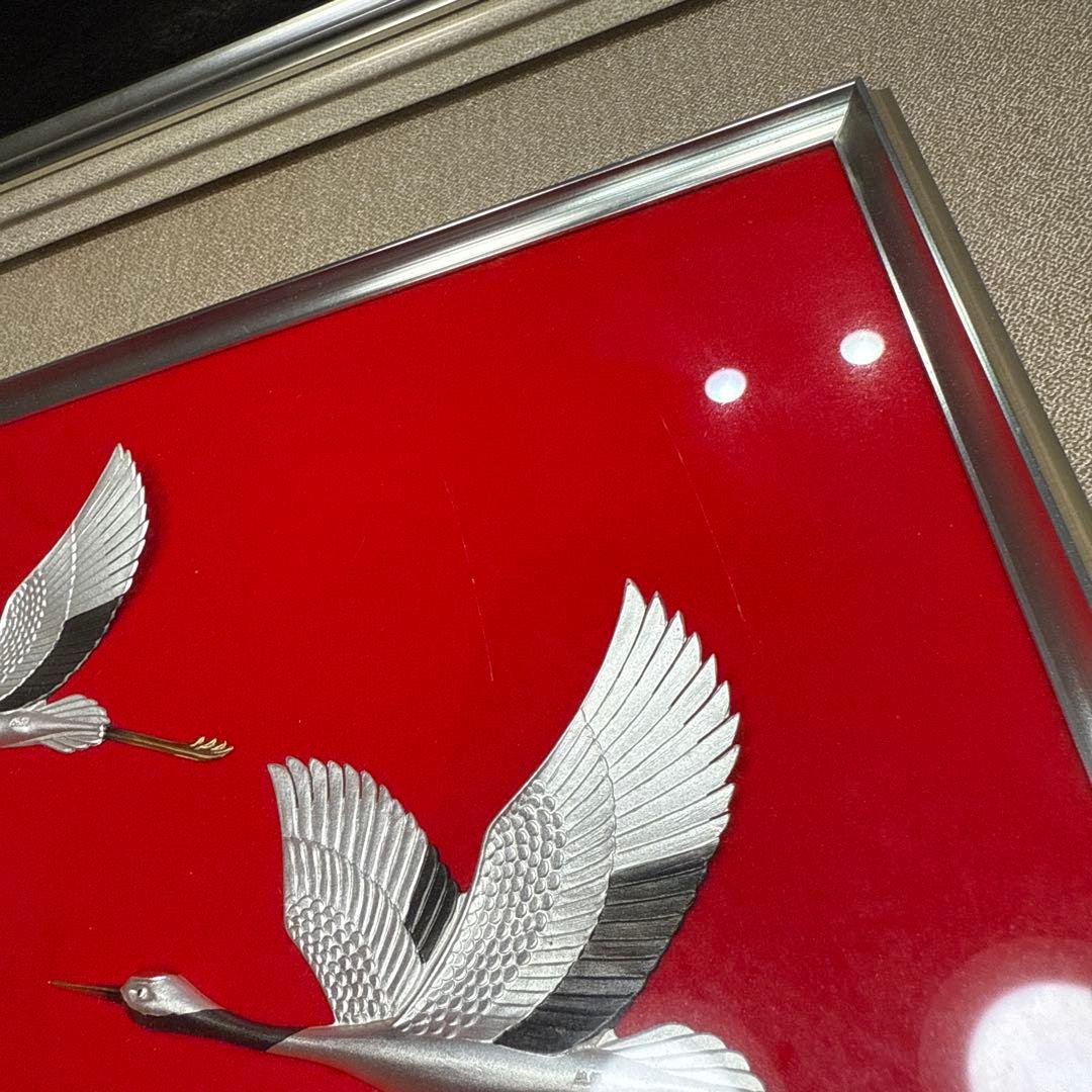 純銀武比古作日の出鶴・TAKEHIKO 銀製アートSilver 999