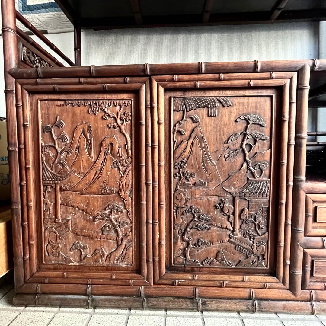 最高級 大阪唐木指物 紫檀 茶棚 茶箪笥 飾り棚 サイドボード キャビネット