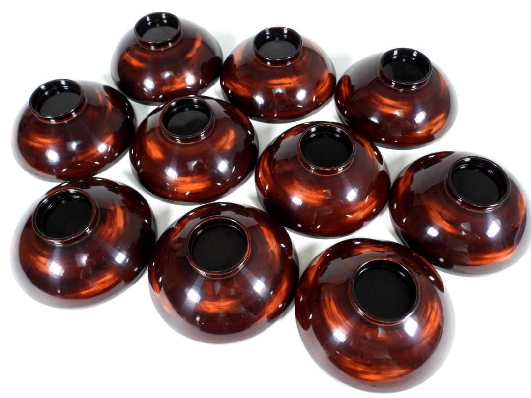 輪島　山水風景金蒔絵　木製　蓋付大椀　お煮物椀　吸物椀　10客