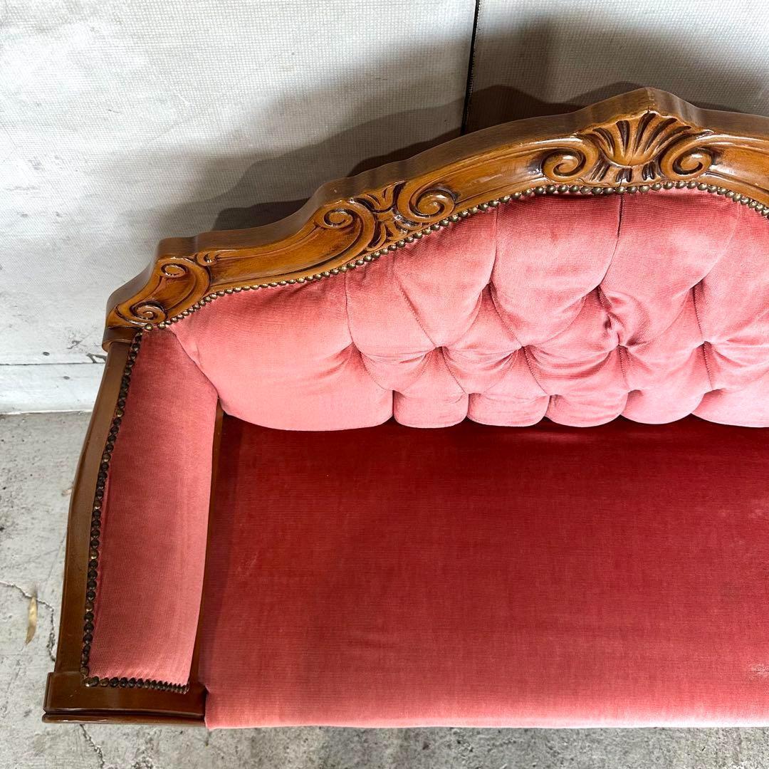 ♕ ロココ調 ✦ 木彫ベルサイユソファー ✦ 気品の2人掛け ♕ベルベット