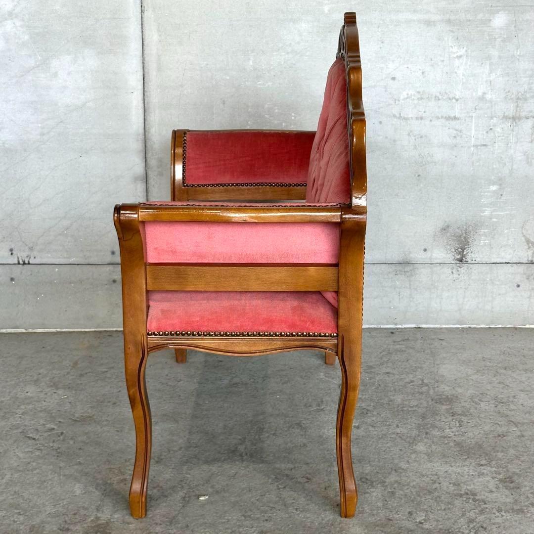 ♕ ロココ調 ✦ 木彫ベルサイユソファー ✦ 気品の2人掛け ♕ベルベット