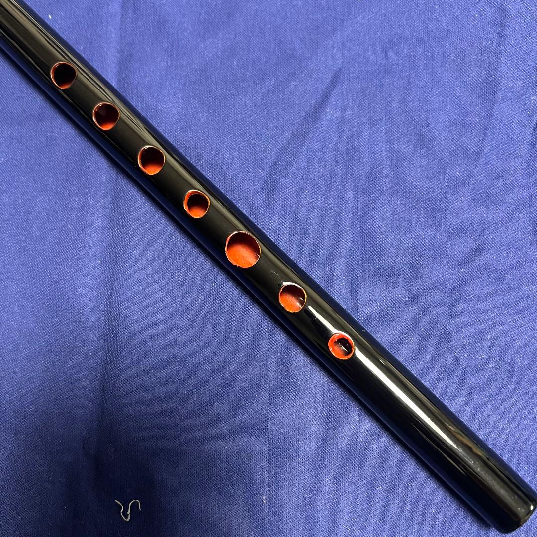 篠笛丸山 8本半調子 唄物 黒漆塗 笛袋付