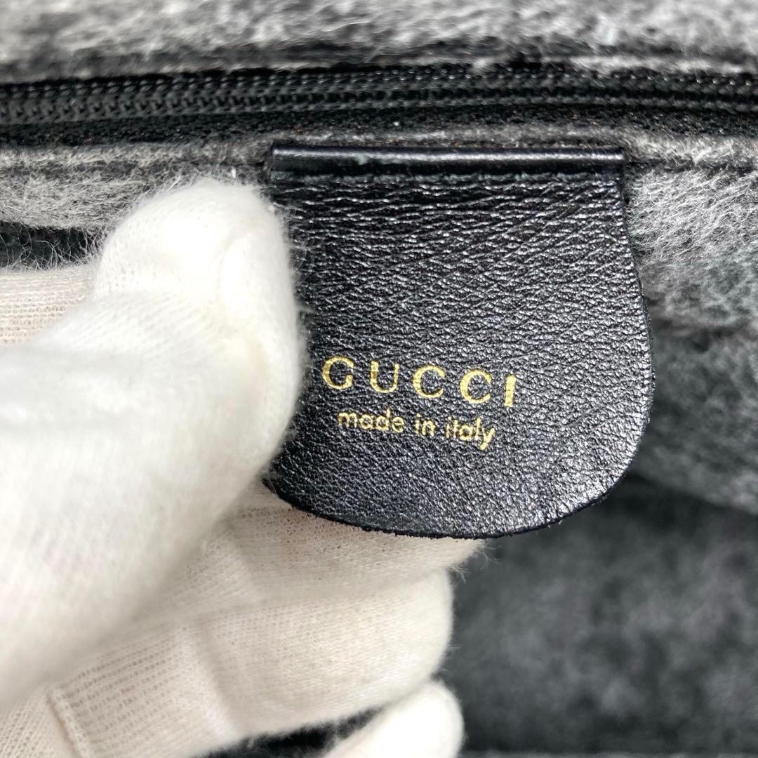 美品✨GUCCI グッチ バンブー 2way ショルダーバッグ レザー ブラック