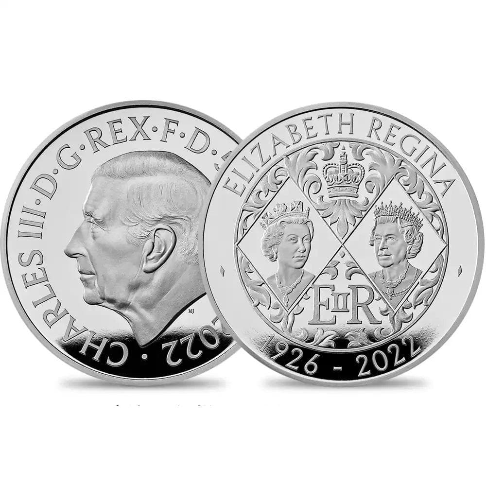 2022　チャールズ3世　エリザベス2世追悼記念　5ポンド　プルーフ　銀貨