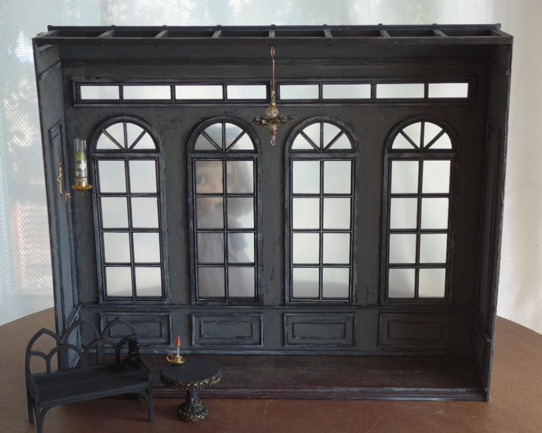 背景ボード　木製ドールハウスNo.3　ゴシック