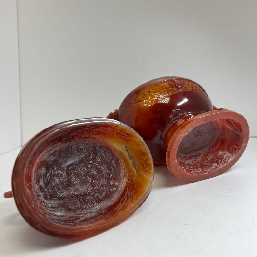 中国美術　本黄瑪瑙　香炉　1796g トヒサ　東な8-0121☆2F