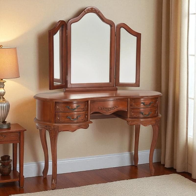 大人女子に【新品】マホガニー 猫脚ドレッサー 5杯引出しアウトレット