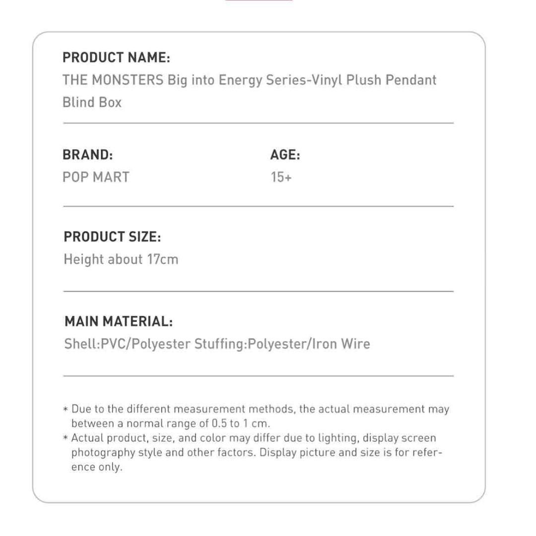 【 シークレット 】ラブブ Big into Energy ぬいぐるみペンダント