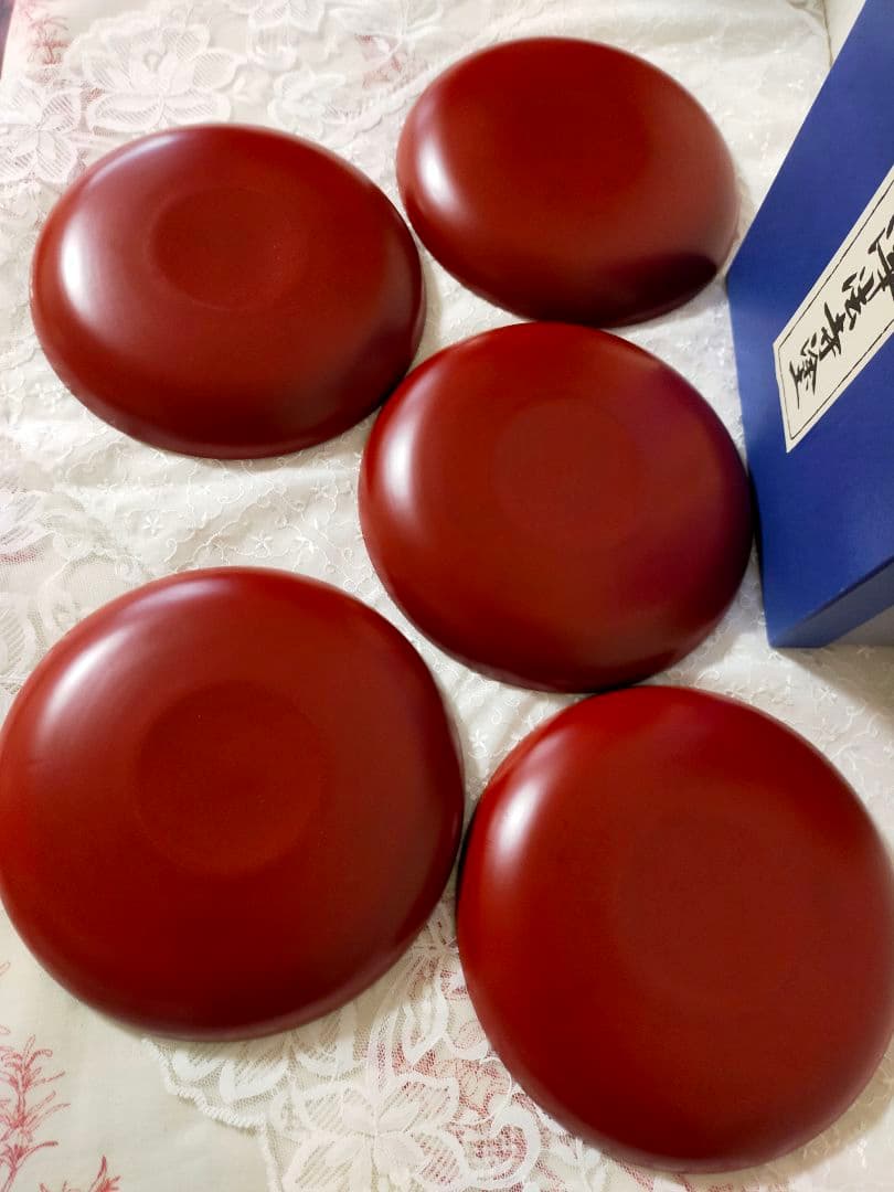 浄法寺塗銘々皿　銀朱　5寸