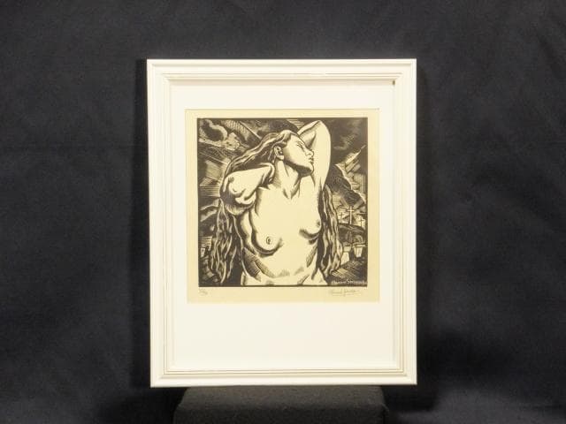 クレマン・セルヴォー　直筆サイン『裸婦』木版画 1934年 0407T