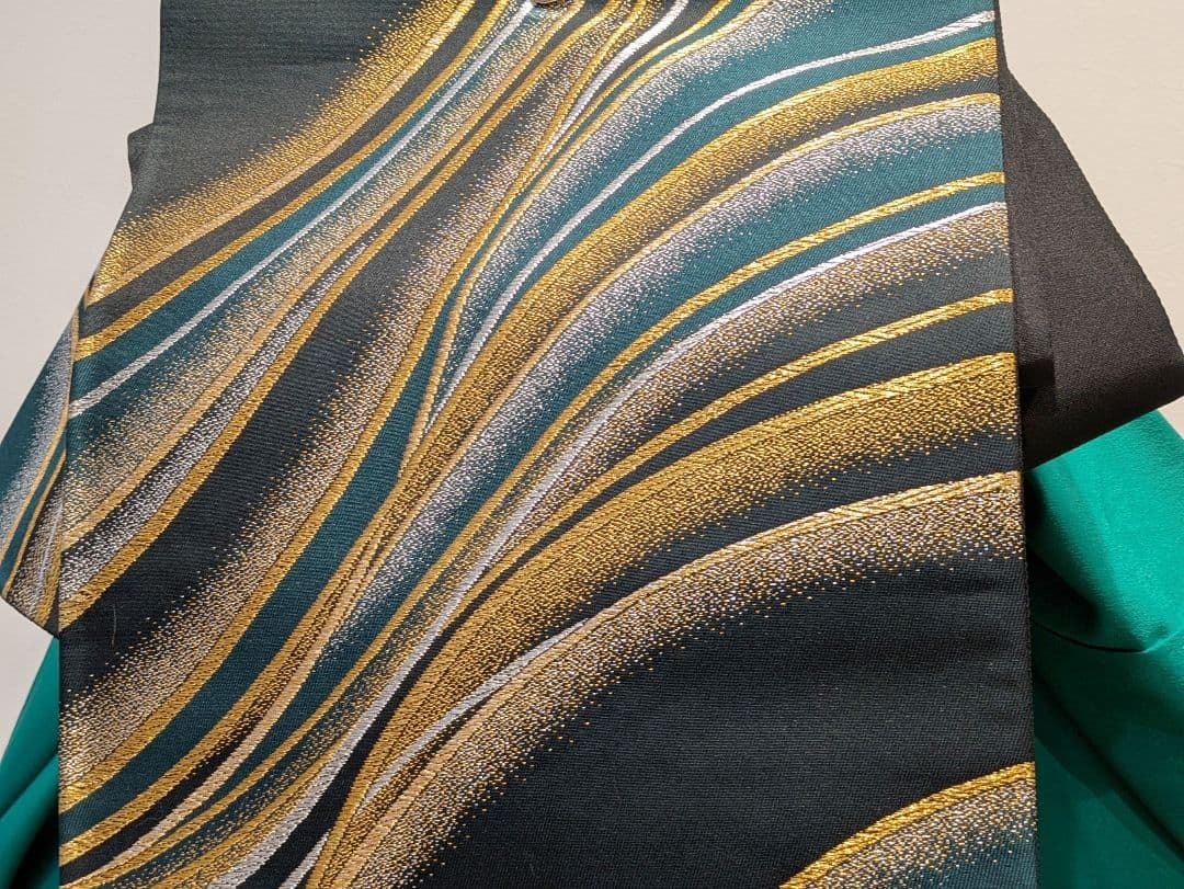 振袖フルセット 身丈164裄70 豪華振袖 金銀彩 緑 黒 更紗 逸品 成人式