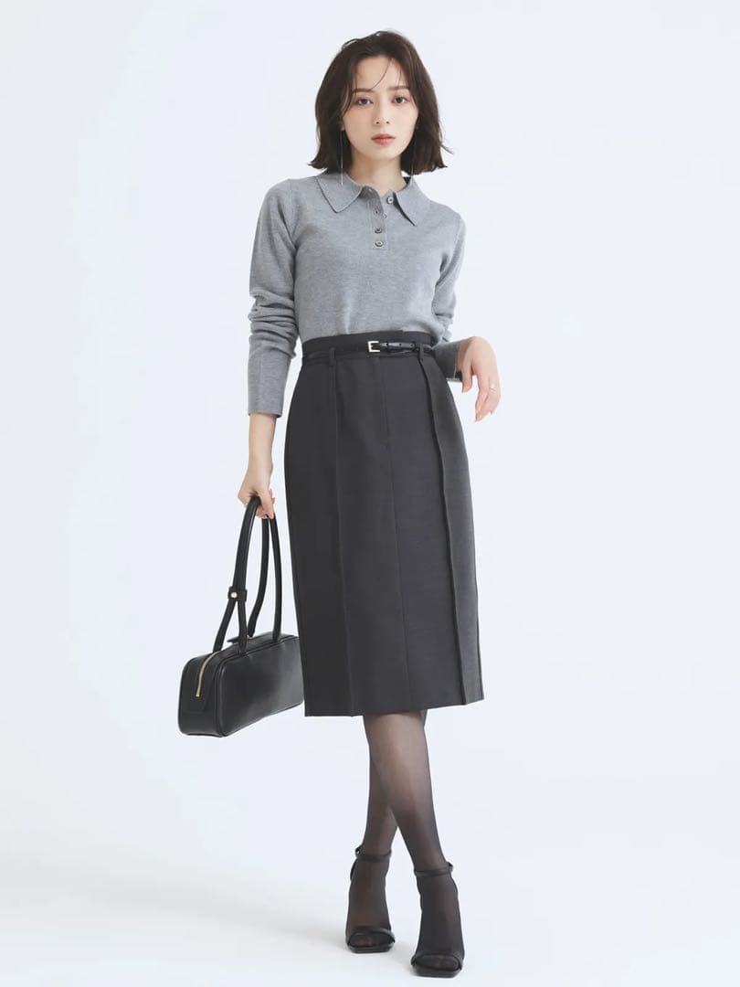 anuans/ピンタックミディタイトスカート