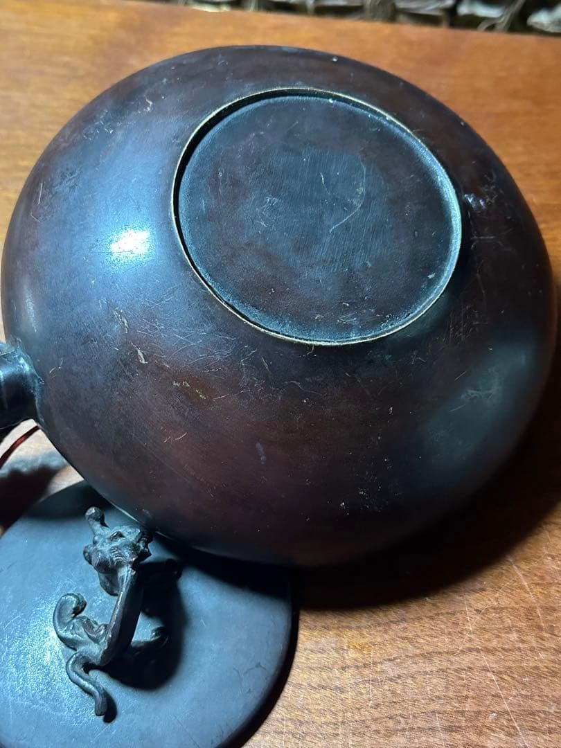 龍形彫 鉄瓶 時代物