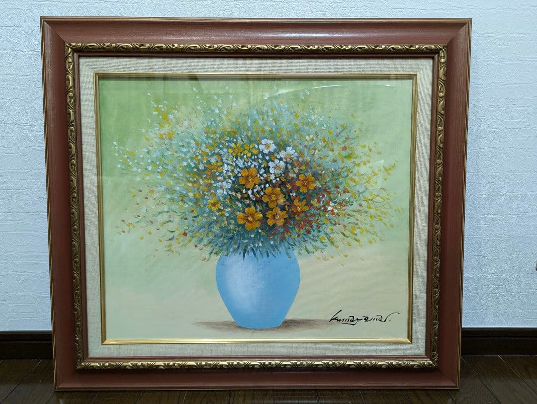 ☆桑山　茂☆「はな」油絵　10号　額縁セット