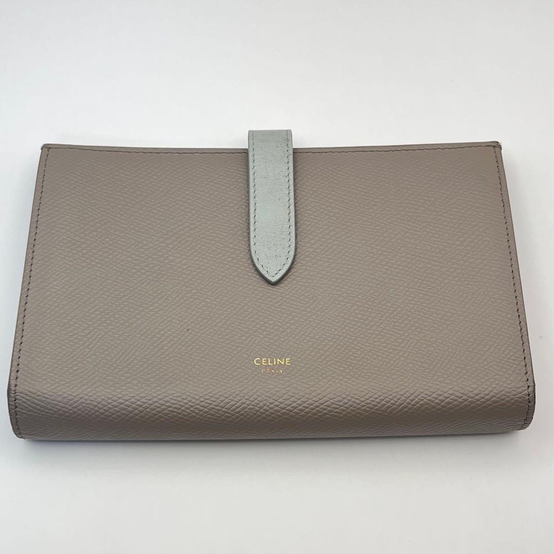 CELINE セリーヌ レザー ストラップ ラージ ウォレット グレージュ