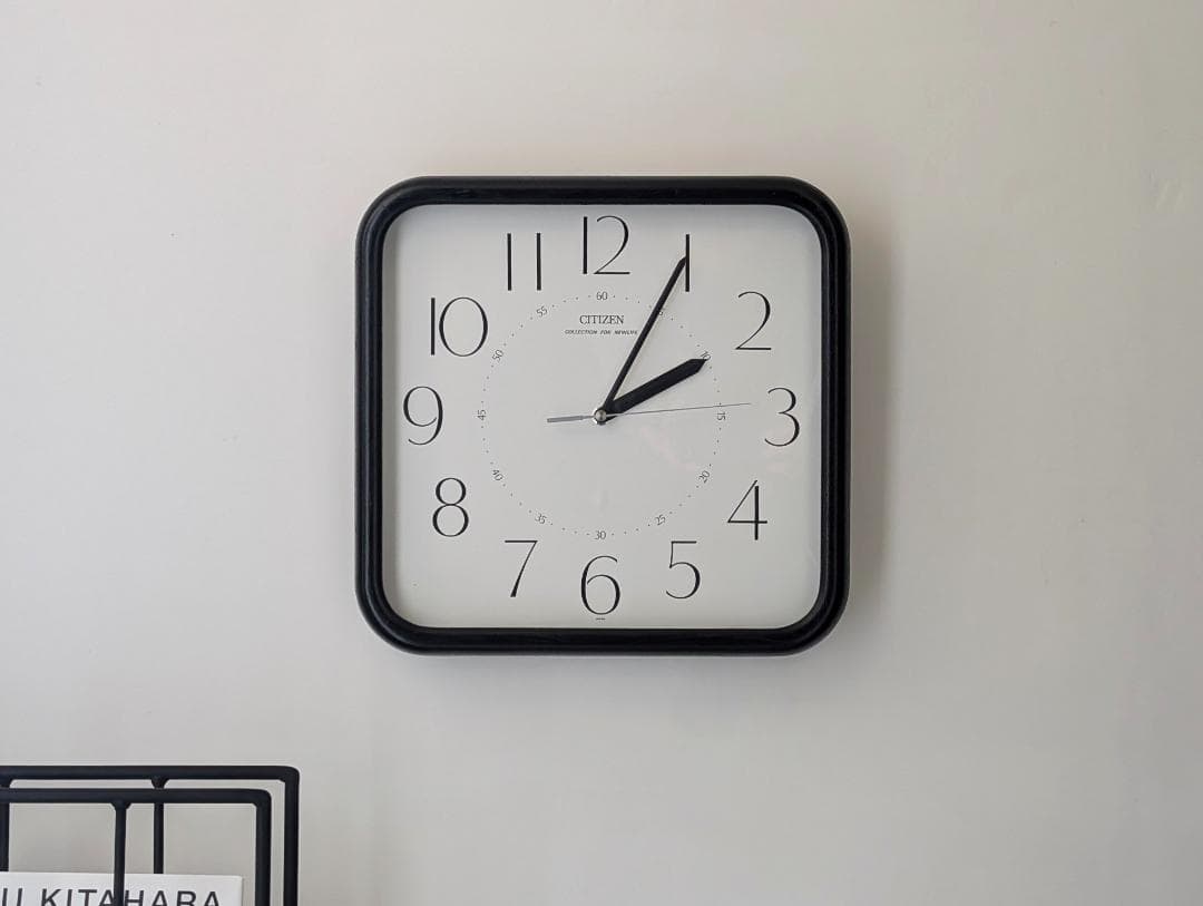 ビンテージ ウッドフレーム ウォールクロック 大きめ 90s シック モノトーン