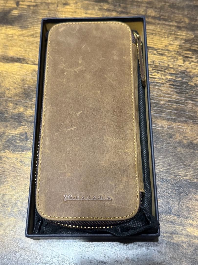 バハギアクラフト廣瀬鐵筆堂モデル　ラウンドファスナーペンケース　オリーブブラウン