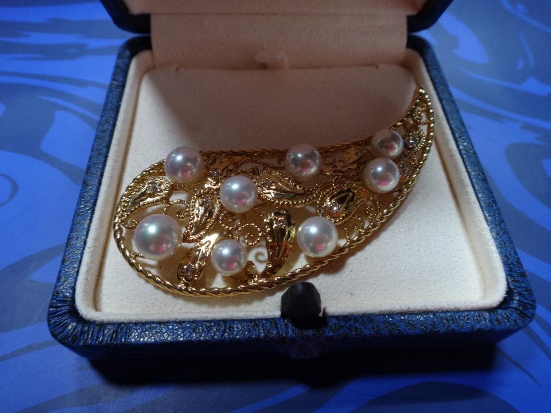 ミキモト MIKIMOTO ダイヤ＆K18＆パールブローチ