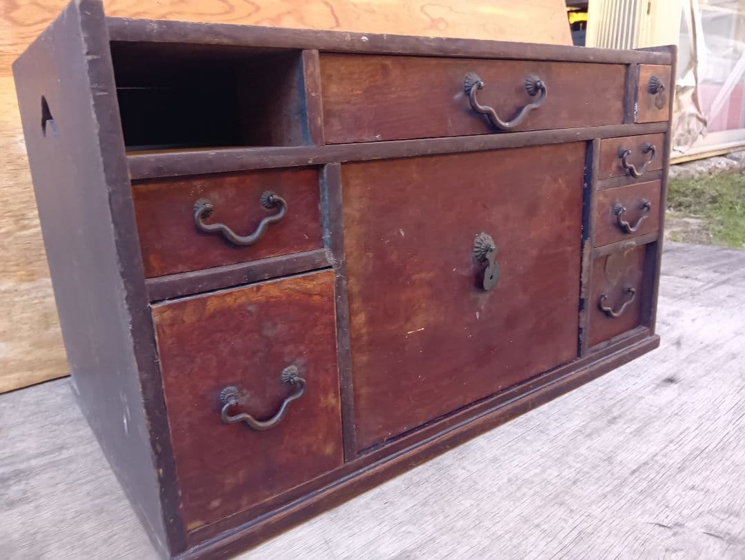 木製ダークブラウン箪笥 6引き出し