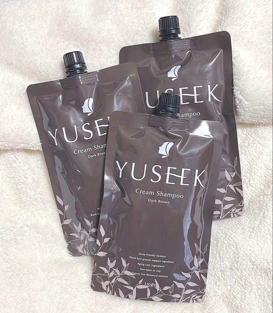 YUSEEK クリームシャンプー ダークブラウン 350g 3個セット