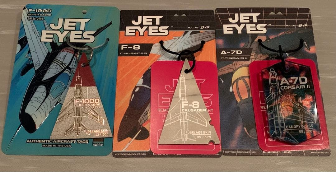 F-8 F-100 A-7タグ キーホルダー 3枚セット JETEYES