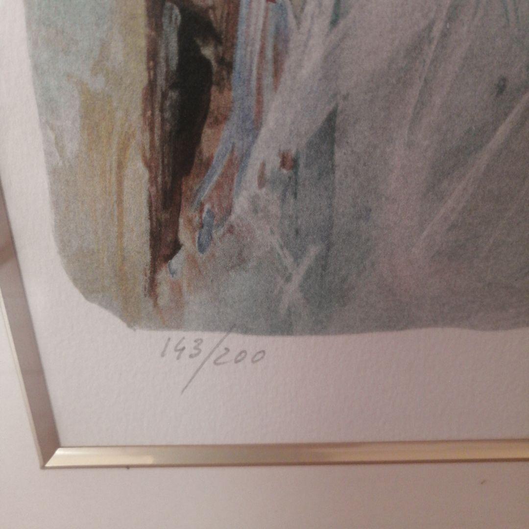 ベルナール・シャロワ　バイオリンを持つ少女　リトグラフ