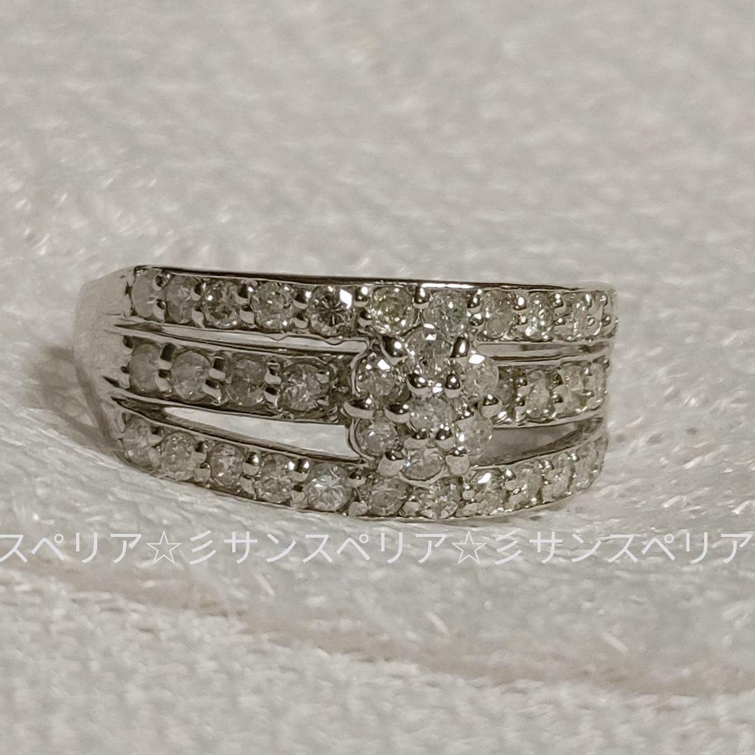 Pt900 ダイヤモンド1.0ct幅広デザインリング
