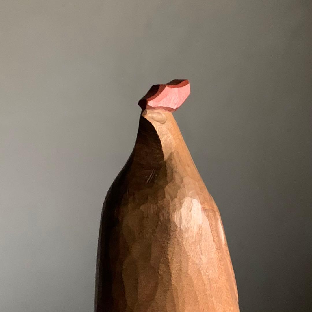 木彫 鶏 但馬木彫 彫刻作品 石田えいじ 古道具 アンティーク アート オブジェ