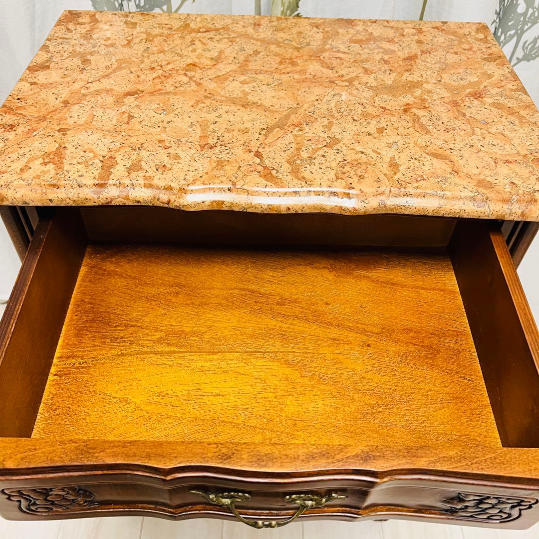 クラウディオ 猫脚 3段チェスト アンティーク イタリア製 大理石 天板