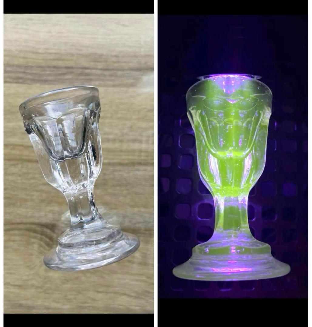 骨董　時代ガラス　厚底　トロンプルイユ　リキュールグラス　盃　酒器　ウラン①