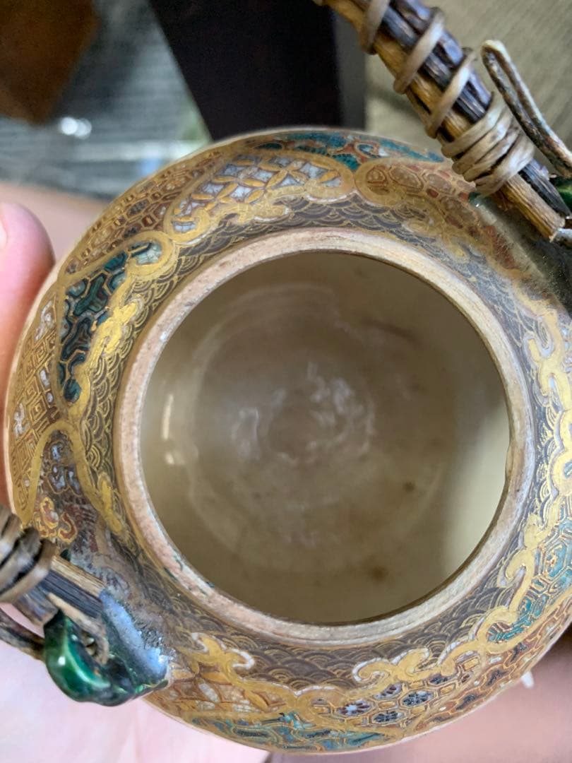 明治時代 薩摩焼 細密細工 古美術品 煎茶道具 急須 茶道具 七福神