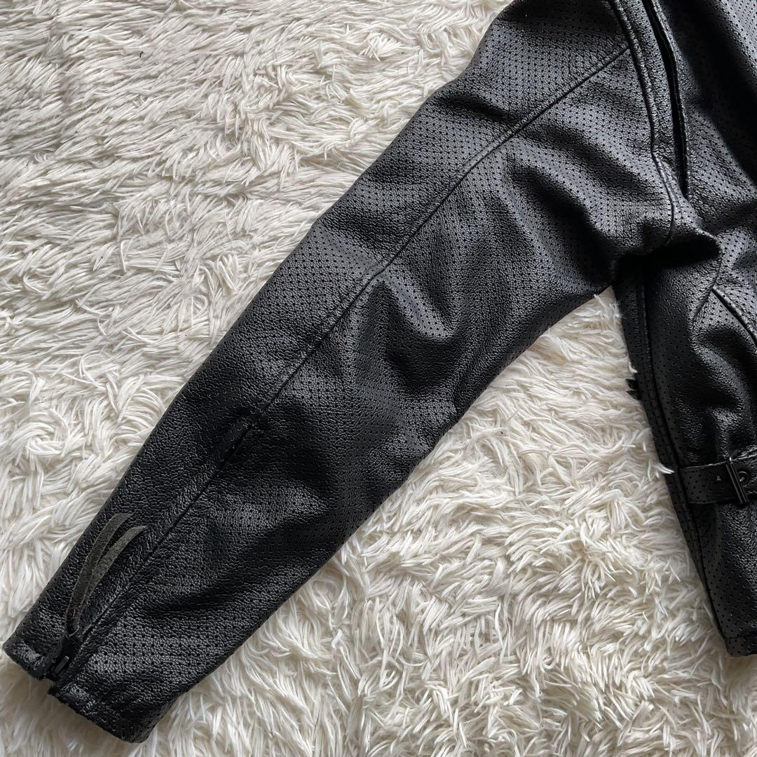 美品✨カドヤ　パンチング　レザージャケット　シングルライダース　3L ブラック