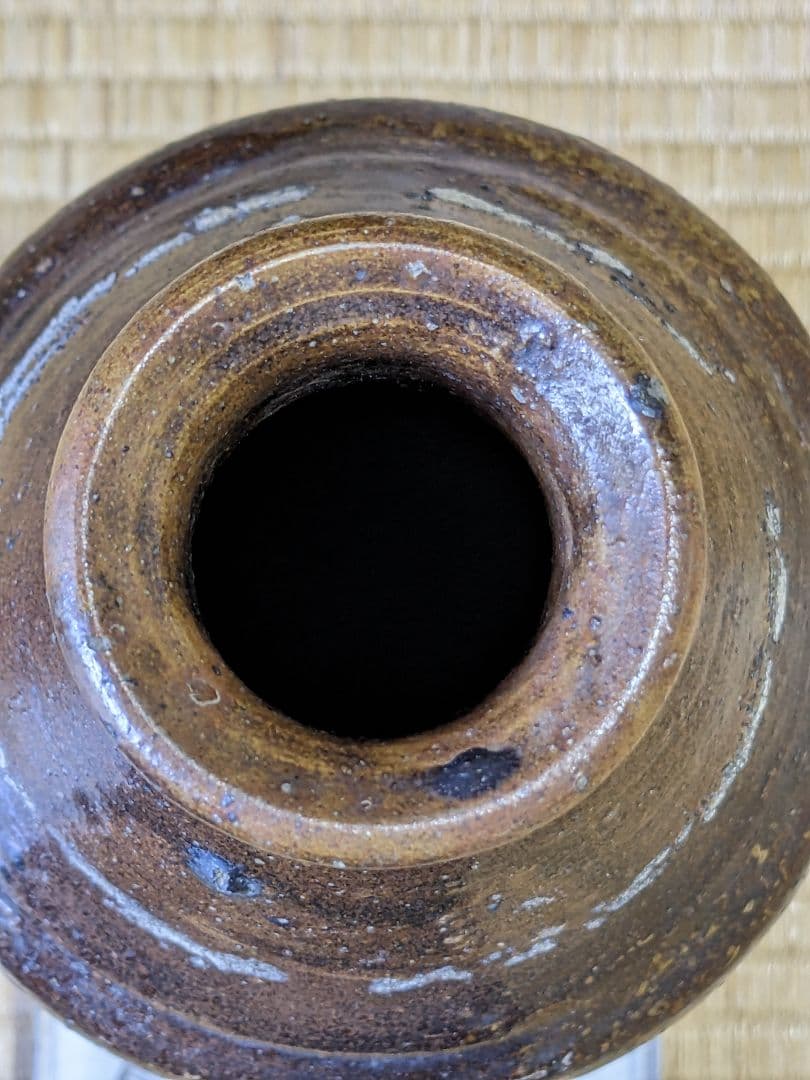 ♦種子島焼 古陶磁 江戸時代 算盤形瓶 花瓶 琉球陶芸 珍物レア物 古美術骨董品