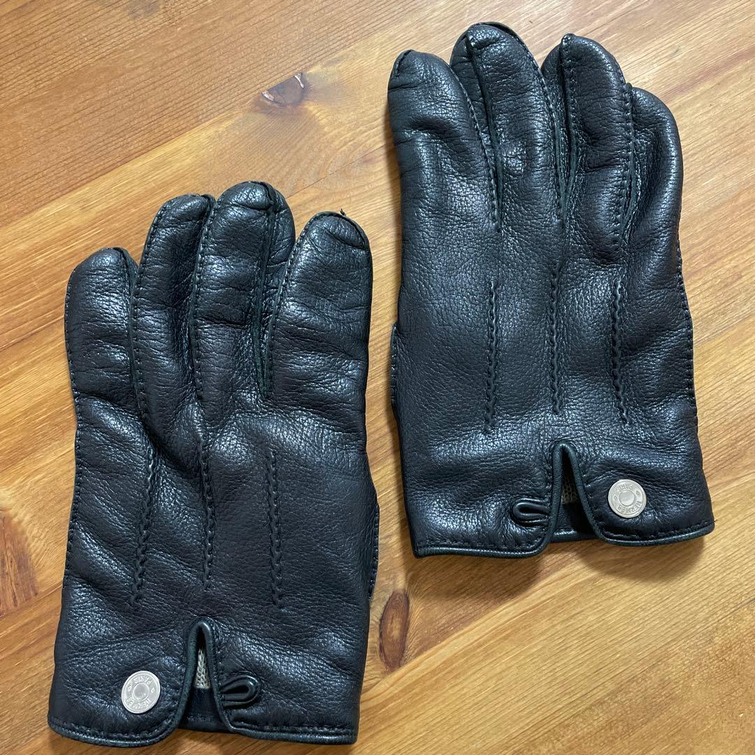 【エルメス】手袋　ラムレザー　カシミヤ100% 黒　サイズ8.5 セリエボタン